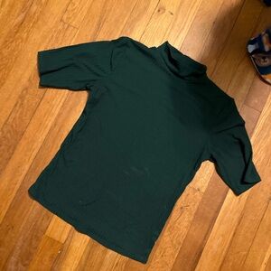 Dark Green Ribbed Turtleneck Top